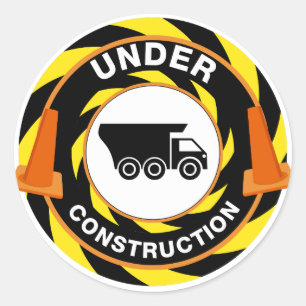 Under Construction Truck Cone Icon Classic Round Sticker