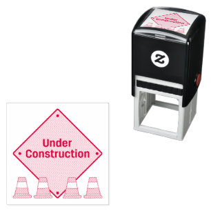Under Construction with Cones Square Self-inking Stamp