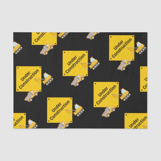Under Construction with Trucks Tissue Paper (Front)