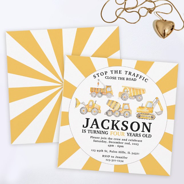 Under costruction site trucks birthday invitation (Creator Uploaded)