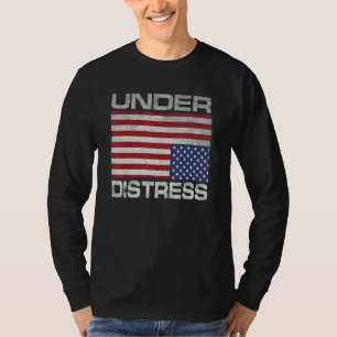 Under Distress Tattered Upside Down American Flag T-Shirt