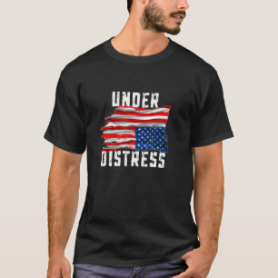 Under Distress Upside Down Tattered American Flag T-Shirt