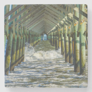 Under Folly Beach Pier Stone Coaster