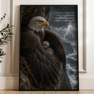 Under His Wings Psalm 91 Christian Art Poster