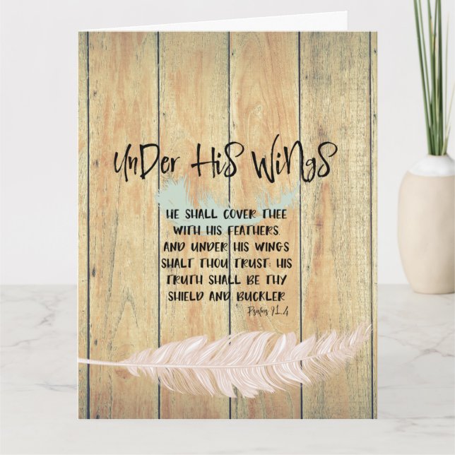 Under His Wings Quote With Psalms Verse Card (Front)