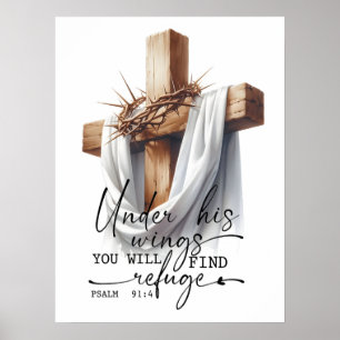 Under His Wings Scripture Art – Psalm 91:4  Poster