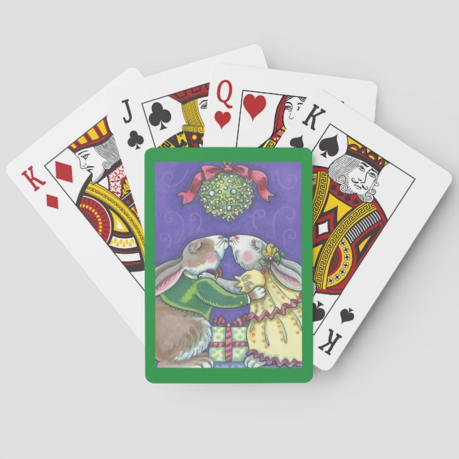 Under Mistletoe CHRISTMAS RABBITS PLAYING CARDS (Back)
