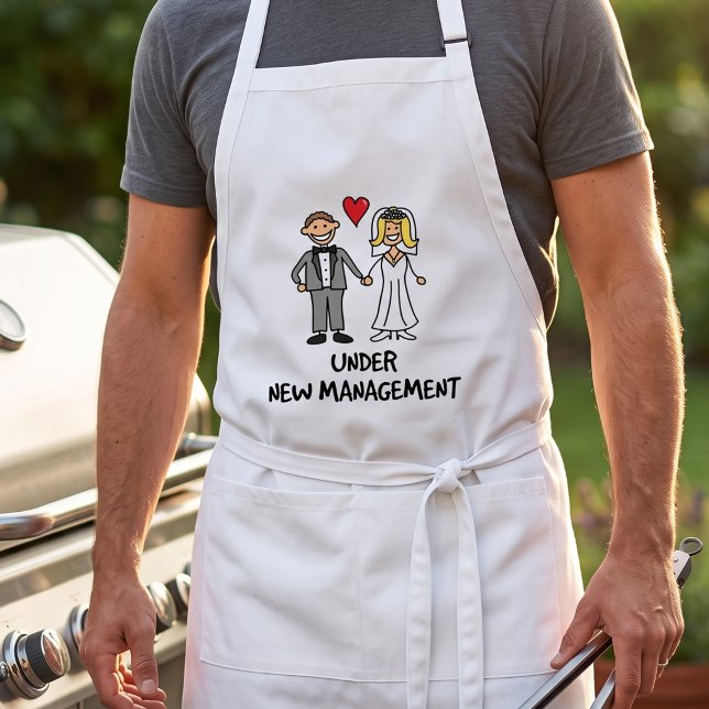 Under New Management - Funny Cartoon Bride Groom Standard Apron (Creator Uploaded)