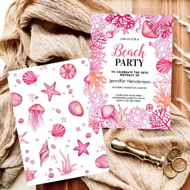 Under ocean life watercolor birthday invitation (Creator Uploaded)