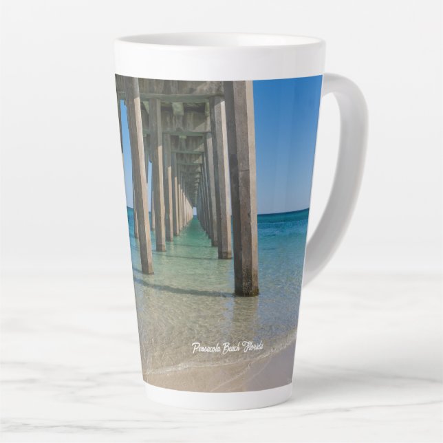 Under Pensacola Beach Pier Latte Mug (Right Angle)
