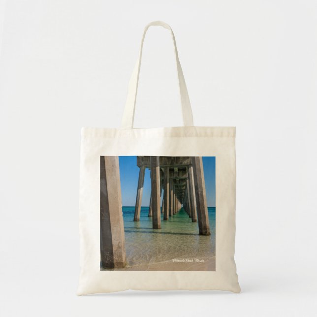 Under Pensacola Beach Pier Reusable Tote Bag (Front)