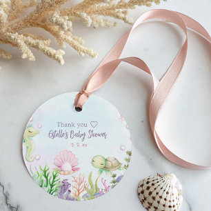 Under Sea Pink Girl Baby Shower Favor Tags