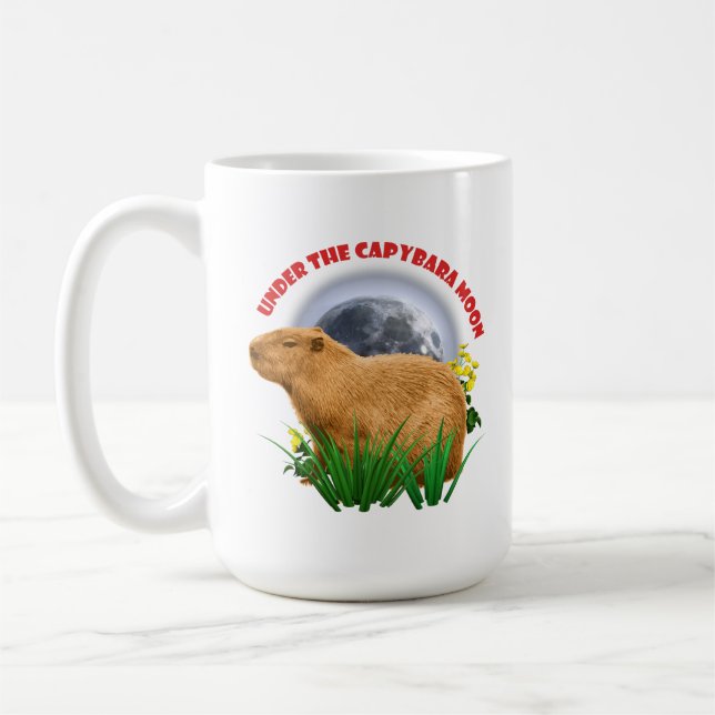 Under the Capybara Moon Cute Animal Coffee Mug (Left)