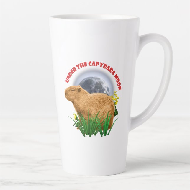 Under the Capybara Moon Cute Animal Latte Mug (Right)