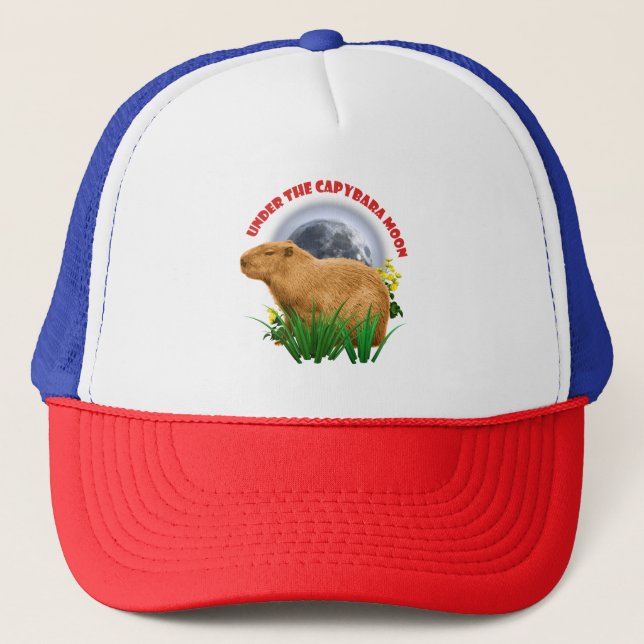 Under the Capybara Moon Cute Animal Trucker Hat (Front)
