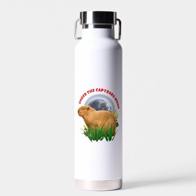 Under the Capybara Moon Cute Animal Water Bottle (Front)