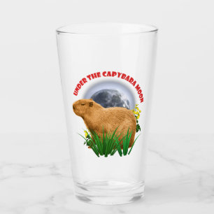 Under the Capybara Moon Funny Capybara Glass