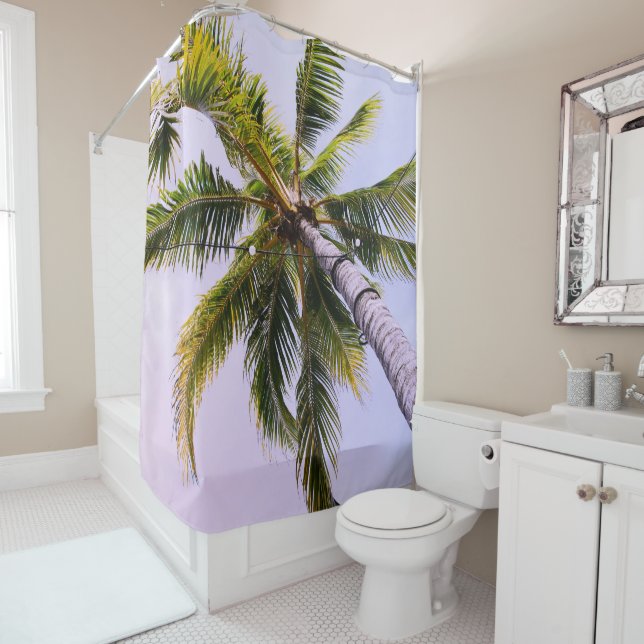 Under the Caribbean Palm Tree 1 Shower Curtain (In Situ)