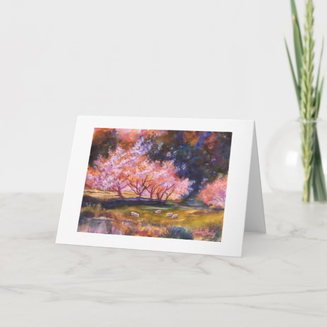 "UNder the Cherry Blossoms"-  Watercolor CARD (Front)