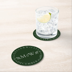 Under the Christmas Mistletoe Wedding Round Paper Coaster