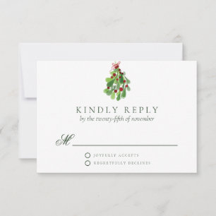 Under the Christmas Mistletoe Wedding RSVP Card