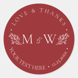 Under the Christmas Mistletoe Wedding Thank you Classic Round Sticker