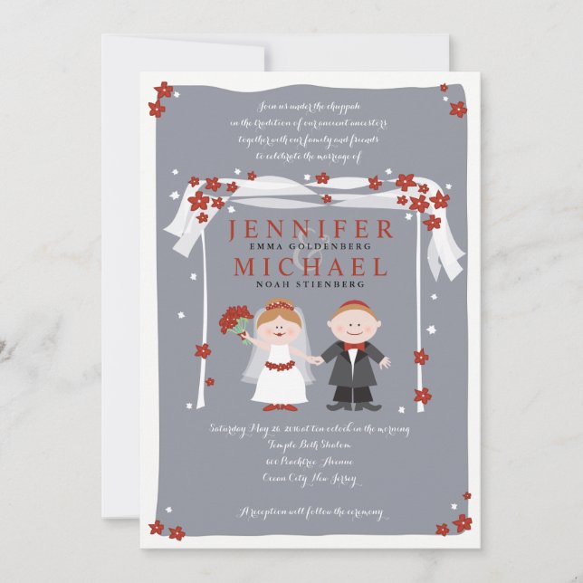 UNDER THE CHUPPAH Jewish Wedding Invitation (Front)