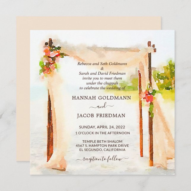 Under The Chuppah Wedding Invitation (Front/Back)