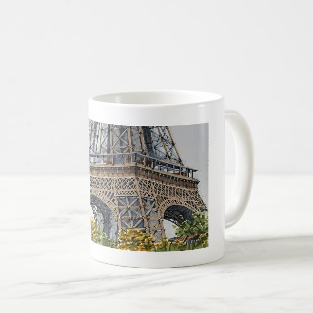 Under the Eiffel Tower – Hand-Drawn Sketch Art Coffee Mug (Front Right)