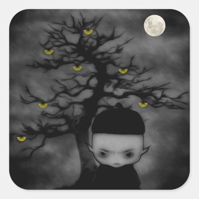 Under the Fan Tree Square Sticker (Front)