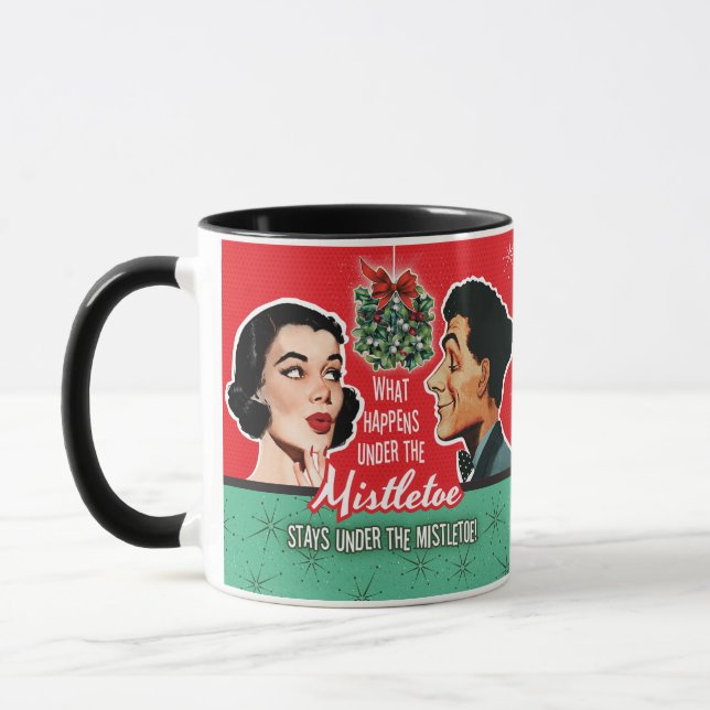 Under The Mistletoe Christmas Mugs (Left)