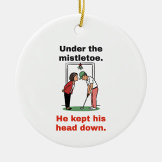 Under the Mistletoe, Head Down: Funny Golf Ceramic Tree Decoration