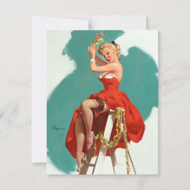 Under the mistletoe pin up invitation (Front)