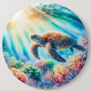 Under the ocean sea turtle 6 cm round badge