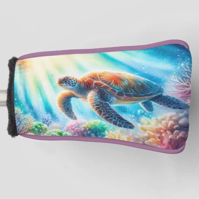 Under the ocean sea turtle golf head cover (Front)