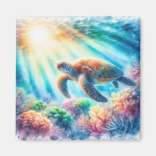 Under the ocean sea turtle magnet