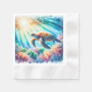 Under the ocean sea turtle napkin