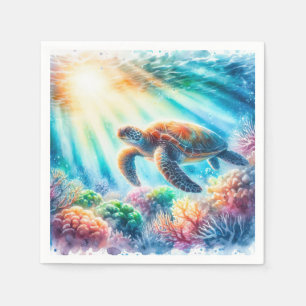 Under the ocean sea turtle napkin