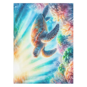 Under the ocean sea turtle tablecloth