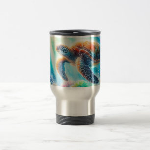 Under the ocean sea turtle travel mug