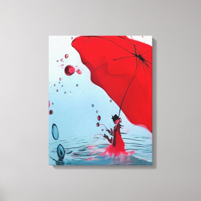 Under the red umbrella canvas print (Front)