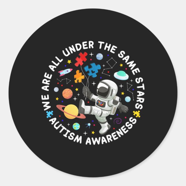 Under The Same Stars Space Autism Awareness Classic Round Sticker (Front)