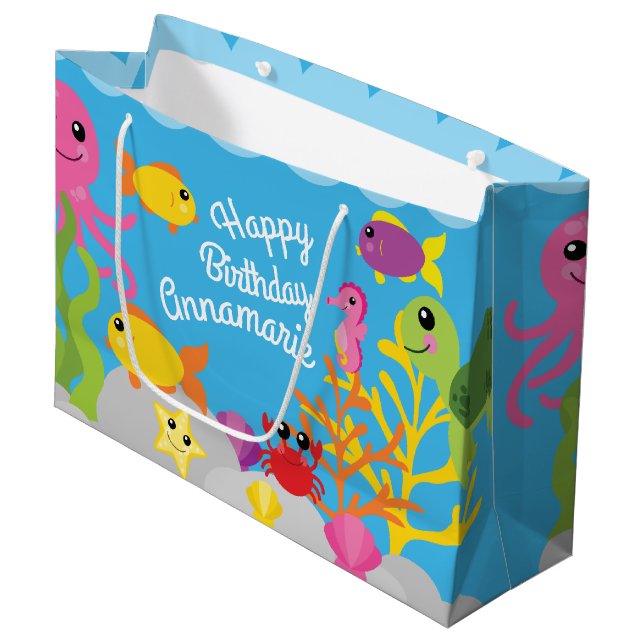 Under the Sea 1st Birthday Gift Bag (Front Angled)