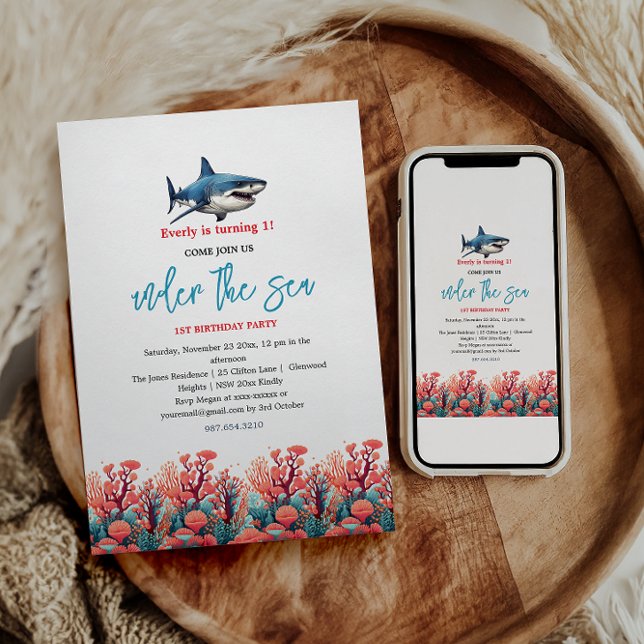 Under the Sea 1st Birthday Party Invitation (Creator Uploaded)