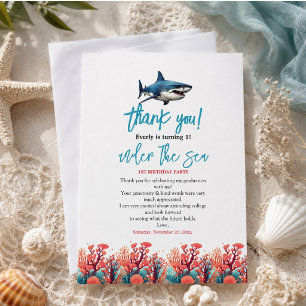 Under the Sea 1st Birthday Party Thank You Card