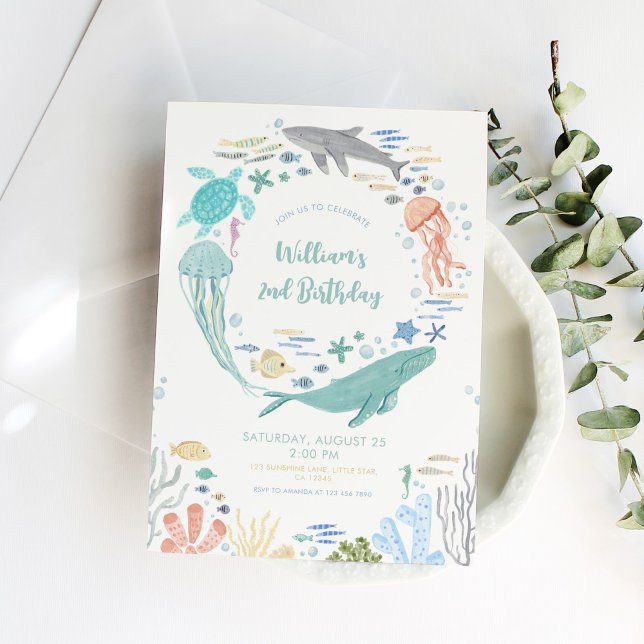 Under The Sea 2nd Birthday Invitation (Creator Uploaded)