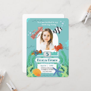 Under the Sea 5th Birthday Invitation with Photo 