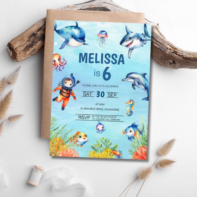 Under the Sea 6th Birthday Invitation (Creator Uploaded)