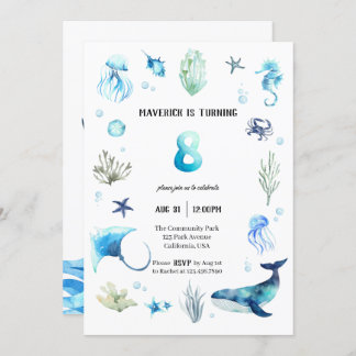 Under The Sea 8th Birthday Invitation