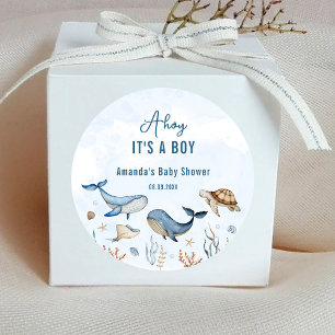 Under the sea Ahoy It's a Boy Baby Shower Classic Round Sticker